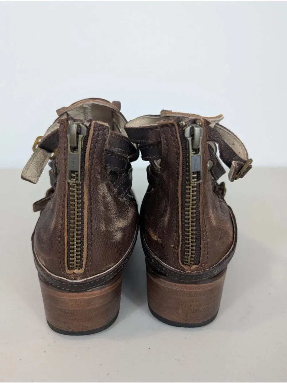 Freebird by steven stair women's strappy ankle boot leather size 8 brown